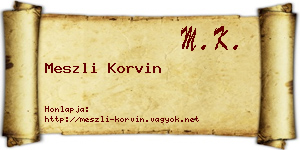 Meszli Korvin névjegykártya